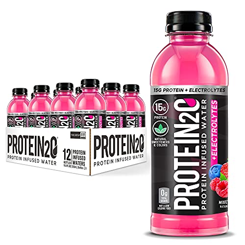 Book Cover Protein2o 15g Whey Protein Infused Water, Mixed Berry, 16.9 oz Bottle (Pack of 12)â€¦