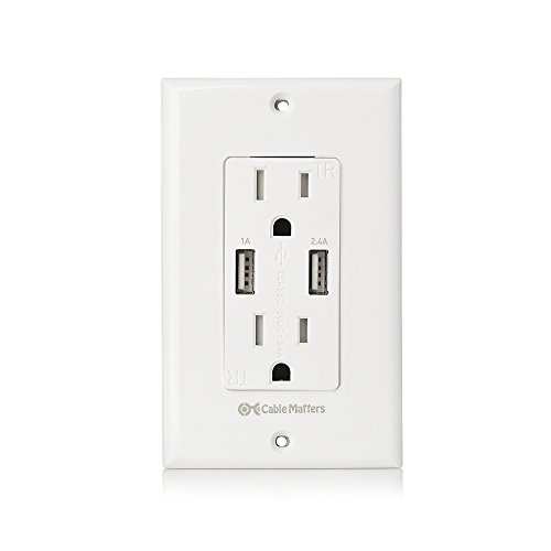 Book Cover Cable Matters Tamper Resistant Duplex AC Outlet with 3.4A USB Charging and Faceplate