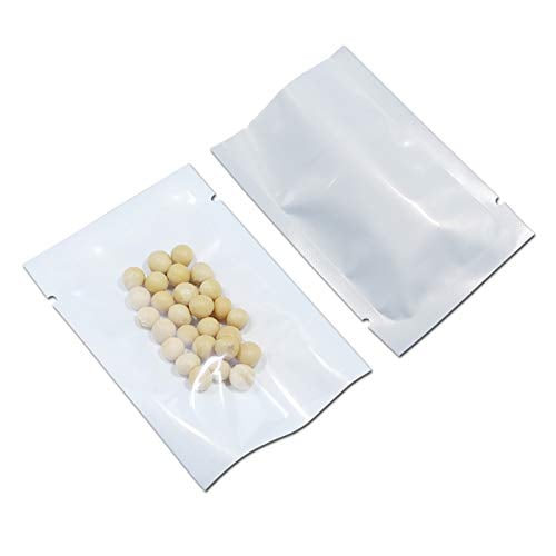 Book Cover 300 Pcs 2.4x3.5 inch (Usable Size 2x3.1 inch) White Front Clear Open Top 2.8mil Plastic Heat Seal Bags Vacuum Sealable Pouch Bag for Food Storage Packets Mini Packaging with Tear Notches