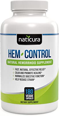 Book Cover Hem-Control Natural Hemorrhoid Treatment Supplement - Fast & Lasting Pain Relief Pills - Vegan Capsules for Hemroid & Colon Health with Blond Psyllium Husk (180)