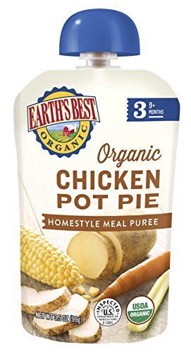 Book Cover Earth's Best Organic Stage 3 Baby Food, Chicken Pot Pie, 3.5 oz. Pouch- 6 pack