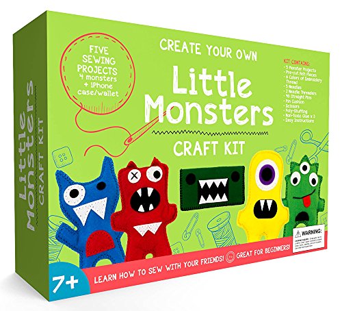 Book Cover Little Monsters Beginners Sewing Kit - Awesome Gift for Girls & Boys Ages 7 to 13, Best Educational Craft Kit & Toys for Kids