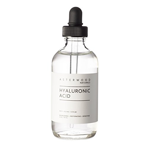 Book Cover Hyaluronic Acid Serum 4 oz, 100% Pure Organic HA, Anti Aging Anti Wrinkle, Original Face Moisturizer for Dry Skin and Fine Lines, Leaves Skin Full and Plump ASTERWOOD NATURALS Dropper Bottle