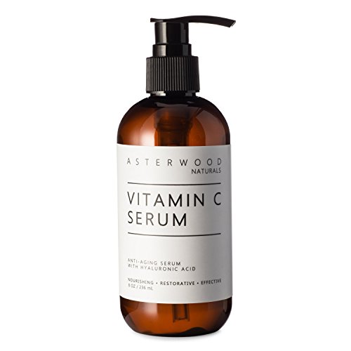 Book Cover Vitamin C 8 oz Serum with Organic Hyaluronic Acid - Lighten Sun Spots Anti Aging Anti Wrinkle Light & Oxygen Stable MAP Vitamin C - Classic Formula - ASTERWOOD NATURALS - Pump Bottle