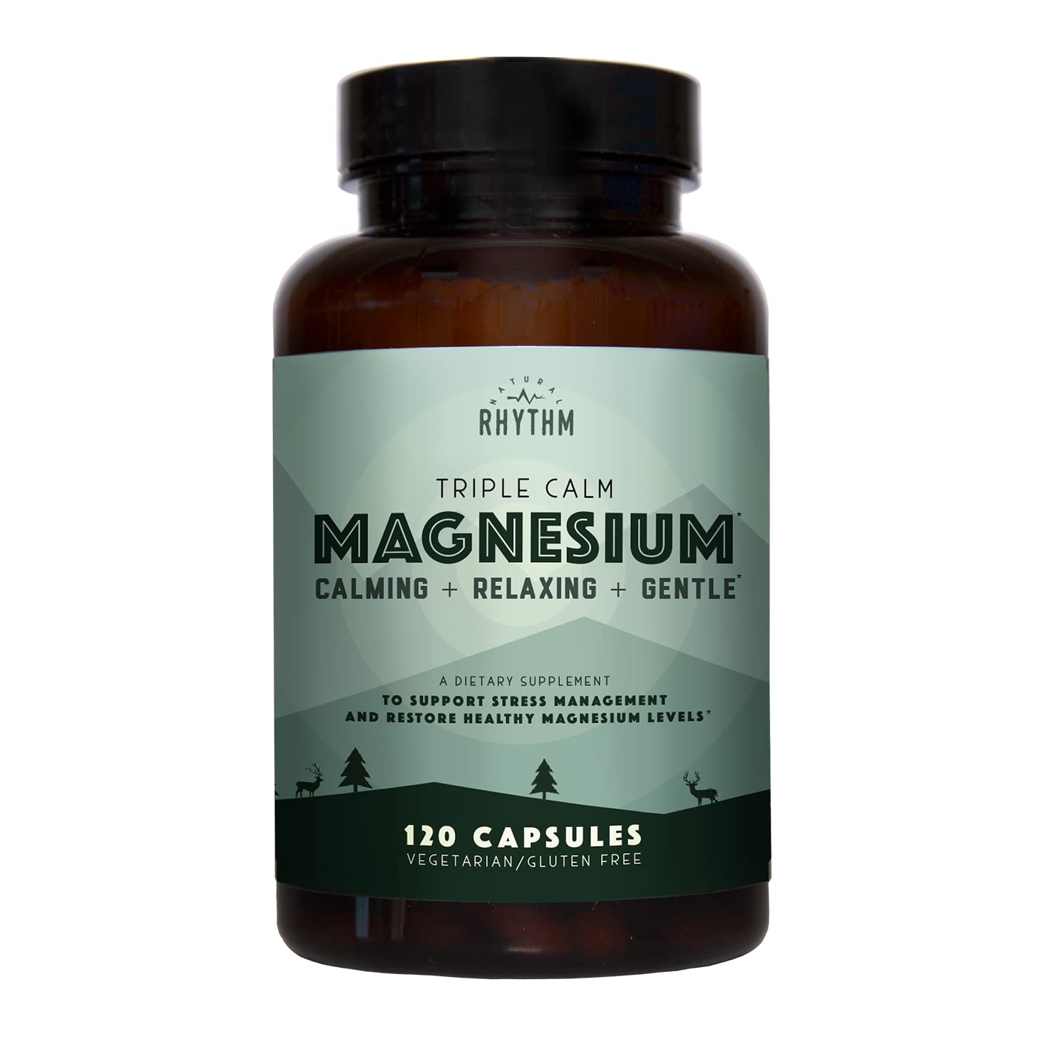 Book Cover Natural Rhythm Triple Calm Magnesium 150 mg - 120 Capsules – Magnesium Complex Compound Supplement with Magnesium Glycinate, Malate, and Taurate. Calming Blend for Promoting Rest and Relaxation. Natural 120 Count (Pack of 1)