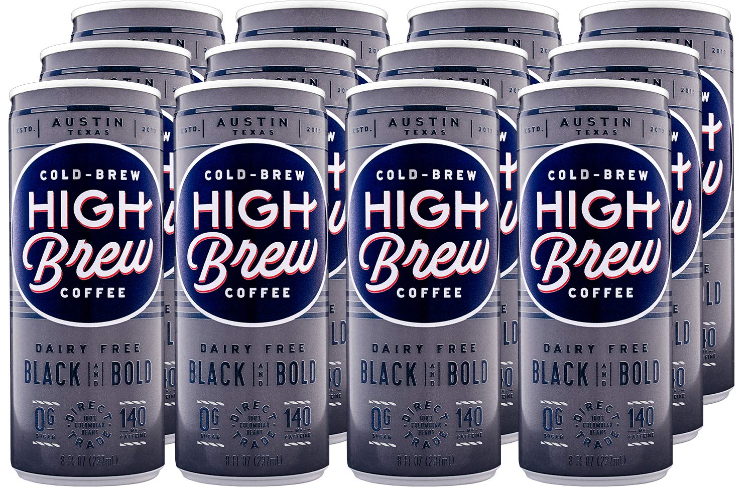 Book Cover High Brew Coffee,medium_roast, Cold Brew, Black & Bold, Dairy Free, 8 Fl Oz Can (Pack of 12) Black & Bold 8 Fl Oz (Pack of 12)