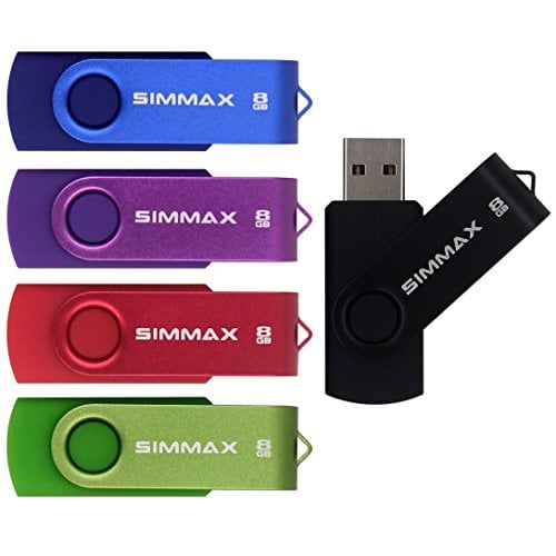 Book Cover SIMMAX 5Pcs 8GB Usb Flash Drive Usb 2.0 Flash Drive Memory Stick Fold Storage Thumb Stick Pen Swivel Design (Mix Color1)