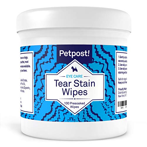 Book Cover Petpost | Tear Stain Remover Wipes - 100 Presoaked Cotton Pads - Best Natural Eye Crust Treatment for White Fur - Maltese Angels Approved - Chemical and Bleach Free - 4 Oz.