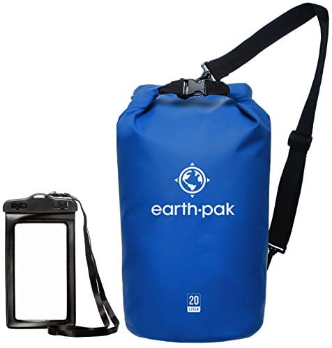 Book Cover Earth Pak -Waterproof Dry Bag - Roll Top Dry Sack Keeps Gear Dry for Boating, Hiking, Camping and Fishing with Waterproof Phone Case (Blue, 20L)