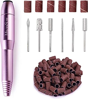 Book Cover MelodySusie Portable Electric Nail Drill, Compact Efile Electrical Professional Nail File Kit for Acrylic, Gel Nails, Manicure Pedicure Polishing Shape Tools Design for Home Salon Use, Purple