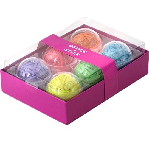 Book Cover Office+Style 6 Colored Rubber Band Balls with Close-Lid Storage Cases, 270 Pieces