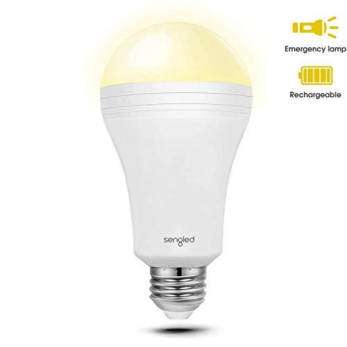 Book Cover Sengled LED Emergency Light Bulb with Built-in Rechargeable Battery, 3 Hours of Light in Power Outage, E26 Base A19 LED Light Bulb, 40W Equivalent