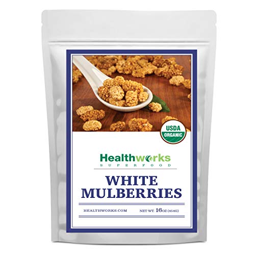 Book Cover Healthworks White Mulberries (16 Ounces / 1 Pound) | Certified Organic, All-Natural & Sun-Dried | Keto, Vegan & Non-GMO | Baking & Smoothies | Antioxidant Superfood