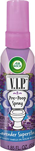 Book Cover Air Wick V.I.P. Pre-Poop Toilet Spray, Up to 100 uses, Contains Essential Oils, Lavender Superstar Scent, Travel size, 1.85 oz, Holiday Gifts, White Elephant gifts, Stocking Stuffers