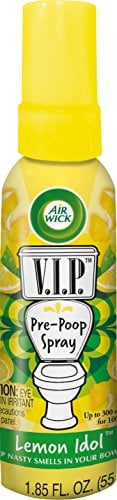 Book Cover Air Wick V.I.P. Pre-Poop Toilet Spray, up to 100 uses, Contains Essential Oils, Lemon Idol Scent, Travel size, 1.85 oz