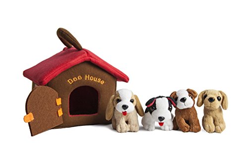 Book Cover Plush Animals Sound Toys with Carrier | Plush Animal Toy Baby Gift | Toddler Gift (Puppy Dog House)