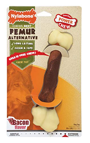 Book Cover Nylabone Femur Bone Rawhide Alternative Power Chew Durable Dog Toy Femur Bacon Large/Giant (1 Count)