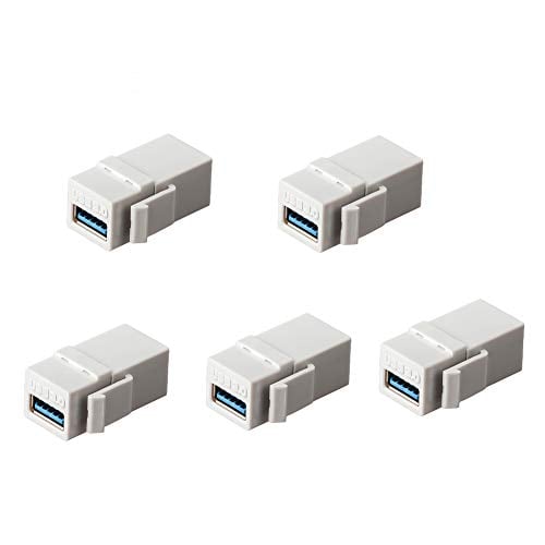 Book Cover MACTISICAL USB 3.0 Keystone Jack Inserts, 5pcs USB to USB Adapters Female to Female Connector White