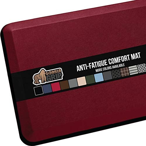 Book Cover Gorilla Grip Original Premium Anti-Fatigue Comfort Mat, Phthalate Free, Ergonomically Engineered, Extra Support and Thick, Kitchen, Office, Gaming Standing Desk Mats, 32x20, Red