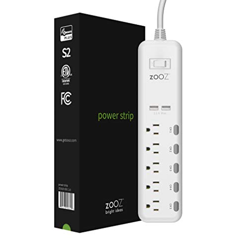 Book Cover Zooz Z-Wave Plus S2 Power Strip ZEN20 VER. 2.0 with Energy Monitoring and 2 USB Ports, Works with Vera, Wink, SmartThings