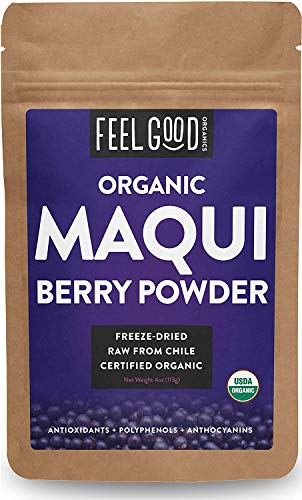 Book Cover Feel Good Organics Organic Maqui Powder - 4Oz Resealable Bag - 100% Raw From Chile