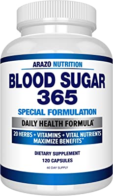 Book Cover Blood Sugar Support Supplement - 20 Herbs & Multivitamin for Blood Sugar Control with Alpha Lipoic Acid & Cinnamon - 120 Pills - Arazo Nutrition