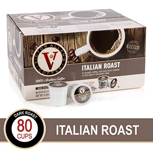 Book Cover Italian Roast for K-Cup Keurig 2.0 Brewers, 80 Count, Victor Allen's Coffee Dark Roast Single Serve Coffee Pods