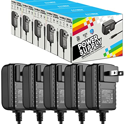 Book Cover 12V DC Power Supply 2A 24W Adaptor, SANSUN 12 Volt Power Supply for LED Strip Lights, AC120V to DC12V Transformers (Pack of 5)