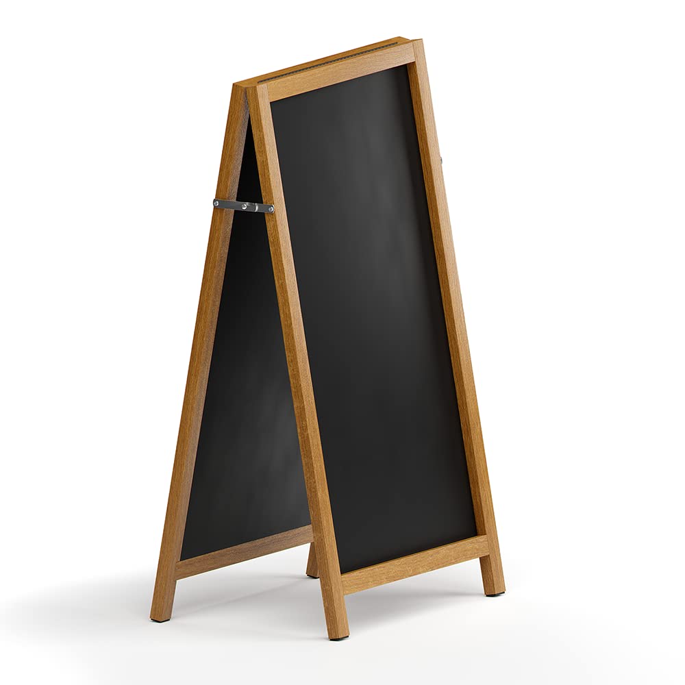 Book Cover A Frame Sidewalk Chalkboard Sign with Rustic Wood Frame and Non Porous Magnetic Blackboard Surface Compatible with Liquid Chalk Markers for Large Outdoor Sandwich Board - 24 x 42 Inches
