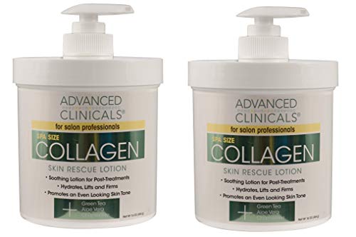 Book Cover Advanced Clinicals Collagen Skin Rescue Lotion - Hydrate, Moisturize, Lift, Firm. Great for Dry Skin (Two - 16oz)