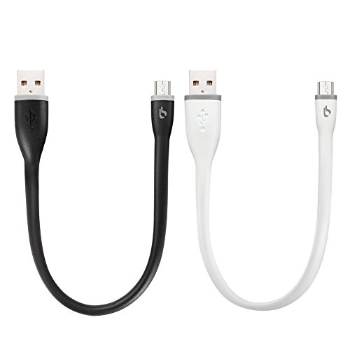 Book Cover BigBlue 2 Pack 0.8ft Silicon Micro USB Cable, Flexible Mini Charging Lead Sync Data Cord for Android Samsung, HTC, Sony, Nexus, LG, HuaWei and More