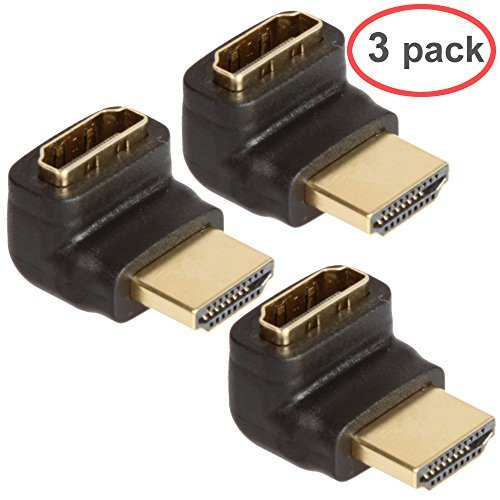 Book Cover LINESO 3PCS HDMI Right Angle Adapter Male to Female With Gold-Plated (HDMI 90 Degree)