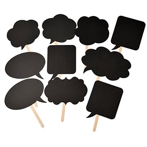 Book Cover HuanX35 Photo Booth Kit,Writable Black Card Board Photographing Props Party Favor(10pcs Different Shapes), style 1#
