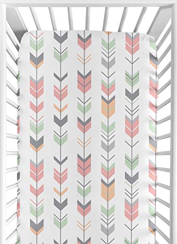 Book Cover Fitted Crib Sheet for Grey, Coral and Mint Woodland Arrow Baby/Toddler Bedding Set Collection - Arrow Print