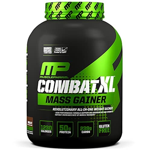 Book Cover MusclePharm Combat XL Mass Gainer Powder, Weight Gainer Protein Powder, Chocolate, 6 Pounds, 8+ Servings
