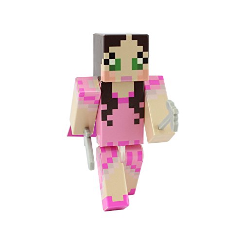 Book Cover EnderToys Pink Dress Green Eyed Girl Action Figure Toy, 10cm Custom Series Figurines