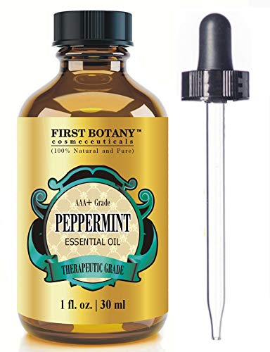 Book Cover Peppermint Essential Oil with Glass Dropper - 100% Natural Premium Grade Best Fresh Scent for Home and Work