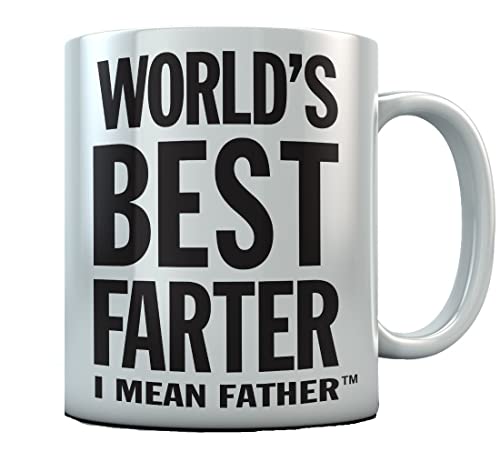 Book Cover World's Best Farter I Mean Father Coffee Mug Funny Dad Mug Fathers Day Mugs Gifts from Kids Son Dads Coffee Cup 15 Ounce White