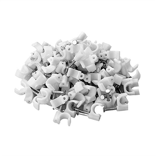 Book Cover SIENOC 100 Pack White Nail In Ethernet Cable Clips 6mm