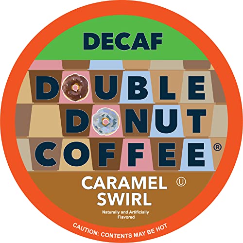 Book Cover Caramel Swirl Medium Roast Decaf Flavored Coffee Pods for Keurig K Cups Makers from Double Donut, 24 Capsules