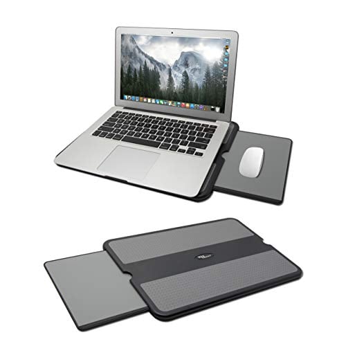 Book Cover MAX SMART Portable Laptop Lap Pad, Laptop Desk with Retractable Mouse Tray, Anti-Slip Heat Shield Notebook Computer Stand Table, Working Station for Home, Office, Recliner, Business and Travel