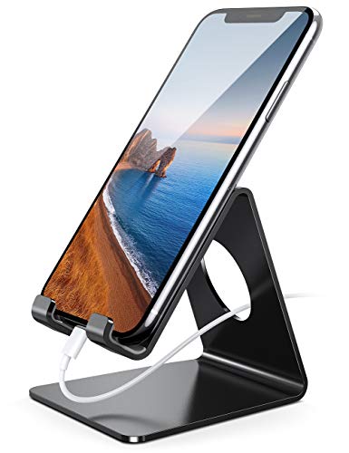 Book Cover Lamicall Cell Phone Stand, Phone Dock : Cradle, Holder, Stand Compatible with Switch, All Android Smartphone, Phone 11 Pro Xs Xs Max Xr X 8 7 6 6s Plus 5 5s 5c Charging, Accessories Desk - Black