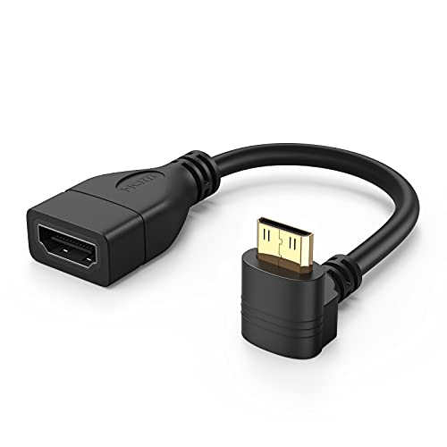 Book Cover Mini HDMI to HDMI Cable 0.5ft, CableCreation 90 Degree Upward Angle Mini-HDMI Male to HDMI Female Adapter, Support 1080P Full HD, 3D,for Camera, Camcorder, Graphics Card, Laptop,Tablet, HDTV, Black
