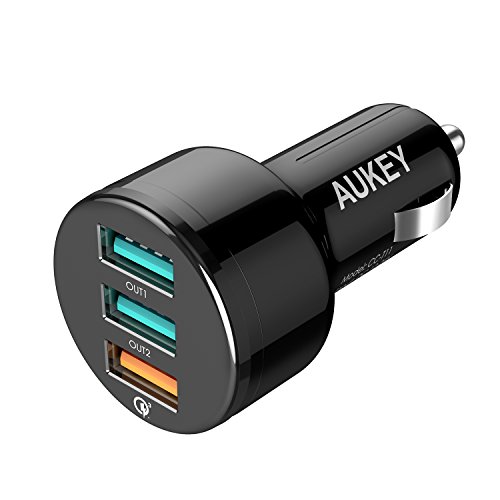 Book Cover AUKEY Car Charger with Quick Charge 3.0 & 2 USB Ports for Samsung Galaxy Note8 / S8 / S8+, LG G6 / V20, HTC 10 and More