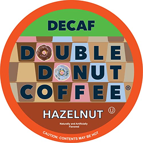 Book Cover Double Donut Coffee Hazelnut Decaf Coffee Pods Medium Roast Decaffeinated Coffee Pods with Nutty Hazelnut Flavor for Keurig K Cup Machines (SYNCHKG109853) (Pack of 24 )