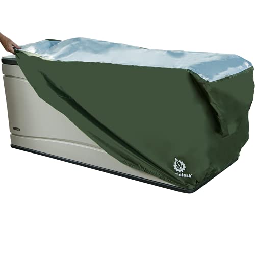 Book Cover YardStash Deck Box Cover - Heavy Duty, Waterproof Covers for Outdoor Cushion Storage and Large Deck Boxes - Protects from Rain, Wind and Snow - XL - Green