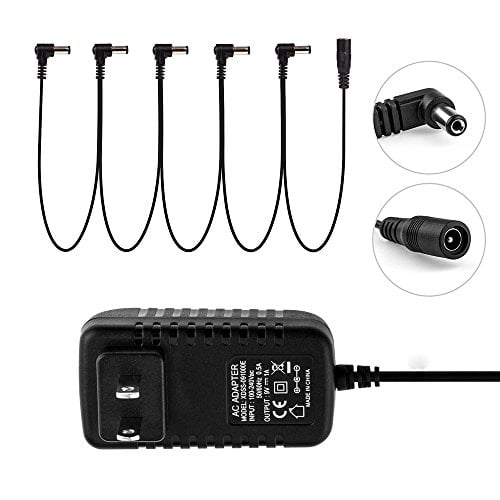 Book Cover Pawfly Pedal Power Adapter Supply 9V DC 1A for Guitar Effect Pedal with Cable 5 Way Daisy Chain Cord