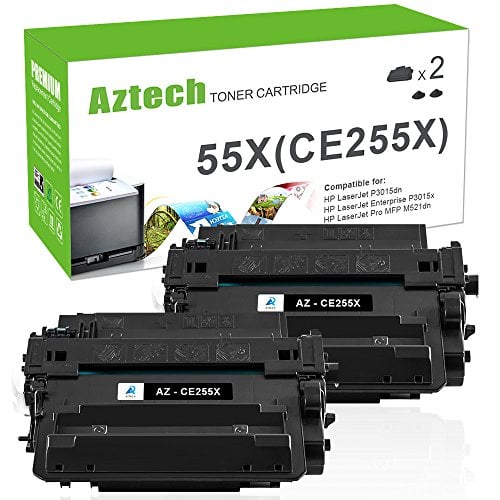 Book Cover Aztech Compatible Toner Cartridge Replacement for HP CE255X 55X CE255A 55A (Black, 2-Packs)