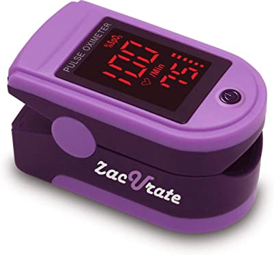 Book Cover Zacurate Pro Series 500DL Fingertip Pulse Oximeter Blood Oxygen Saturation Monitor with Silicon Cover, Batteries and Lanyard (Mystic Purple)