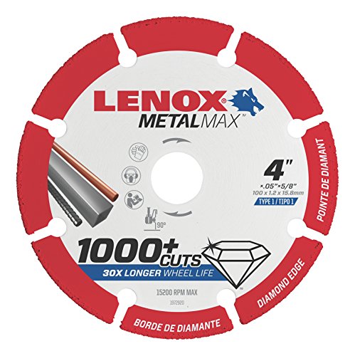 Book Cover LENOX Tools METALMAX Cut Off Wheel, Diamond Edge, 4-Inch x 5/8-Inch (1972920)